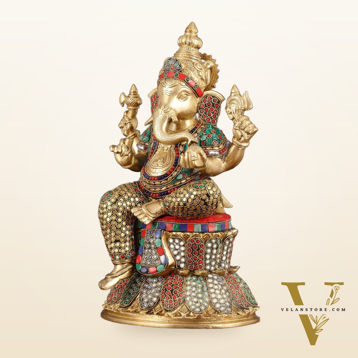 Handcrafted Brass Lord Ganesha Statue - 15"