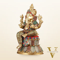 Handcrafted Brass Lord Ganesha Statue - 15"