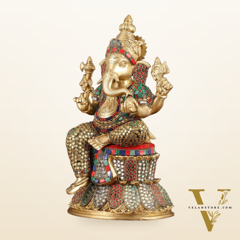 Handcrafted Brass Lord Ganesha Statue - 15"