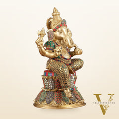 Handcrafted Brass Lord Ganesha Statue - 15"