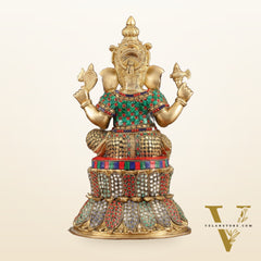 Handcrafted Brass Lord Ganesha Statue - 15"