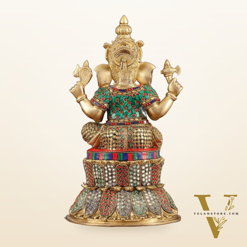 Handcrafted Brass Lord Ganesha Statue - 15"