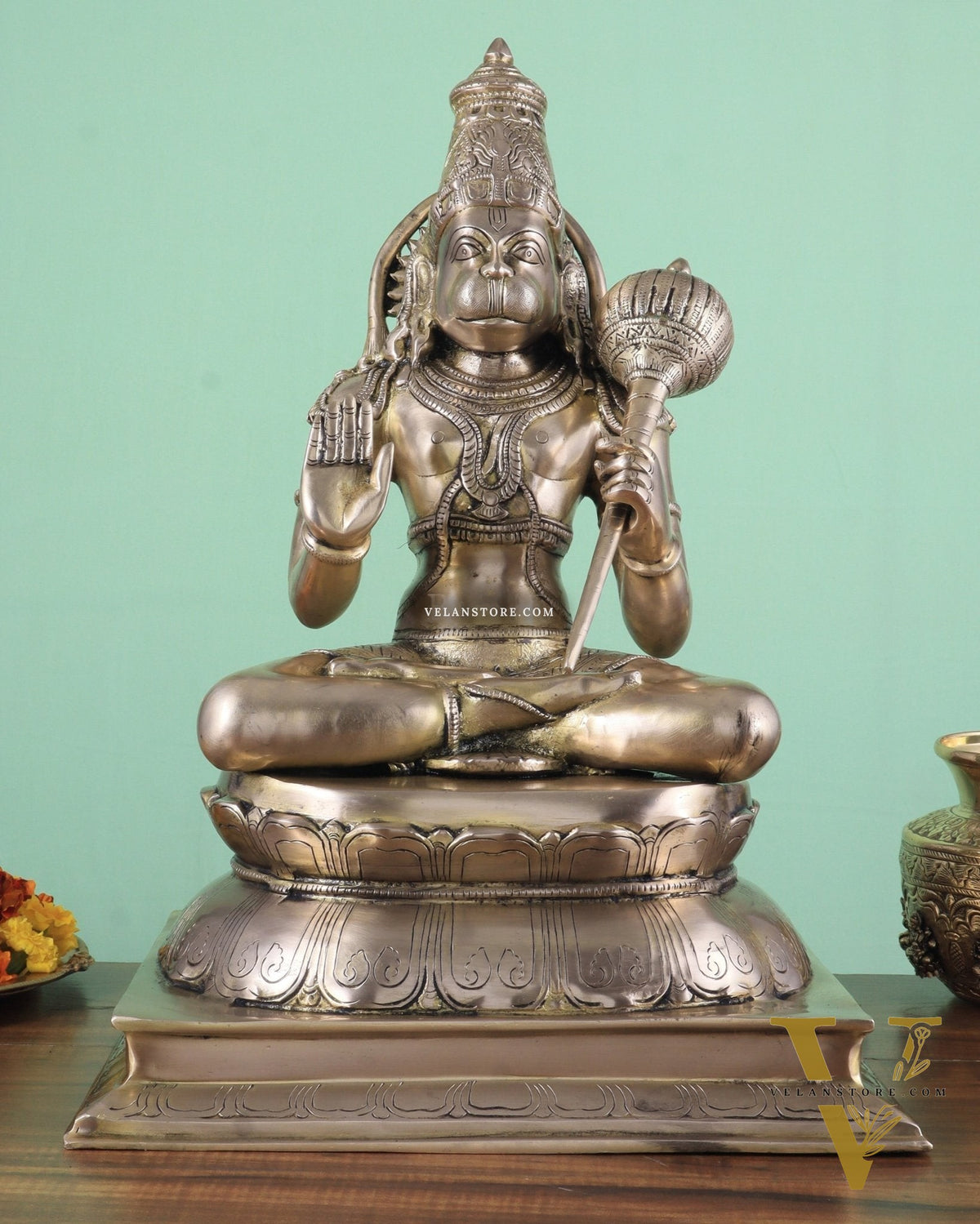 Handcrafted Brass Lord Hanuman Murti | 18" Height matte finish