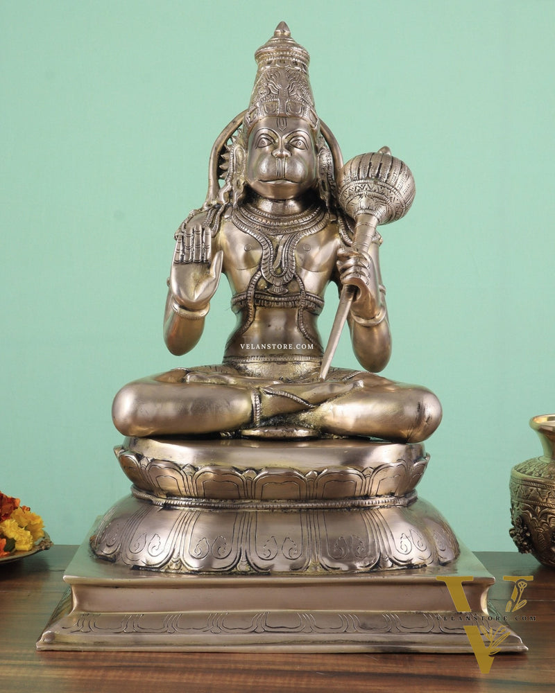 Handcrafted Brass Lord Hanuman Murti | 18" Height matte finish