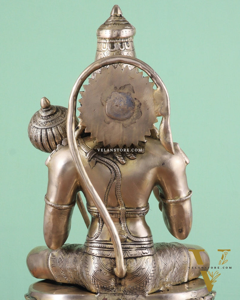 Handcrafted Brass Lord Hanuman Murti | 18" Height matte finish