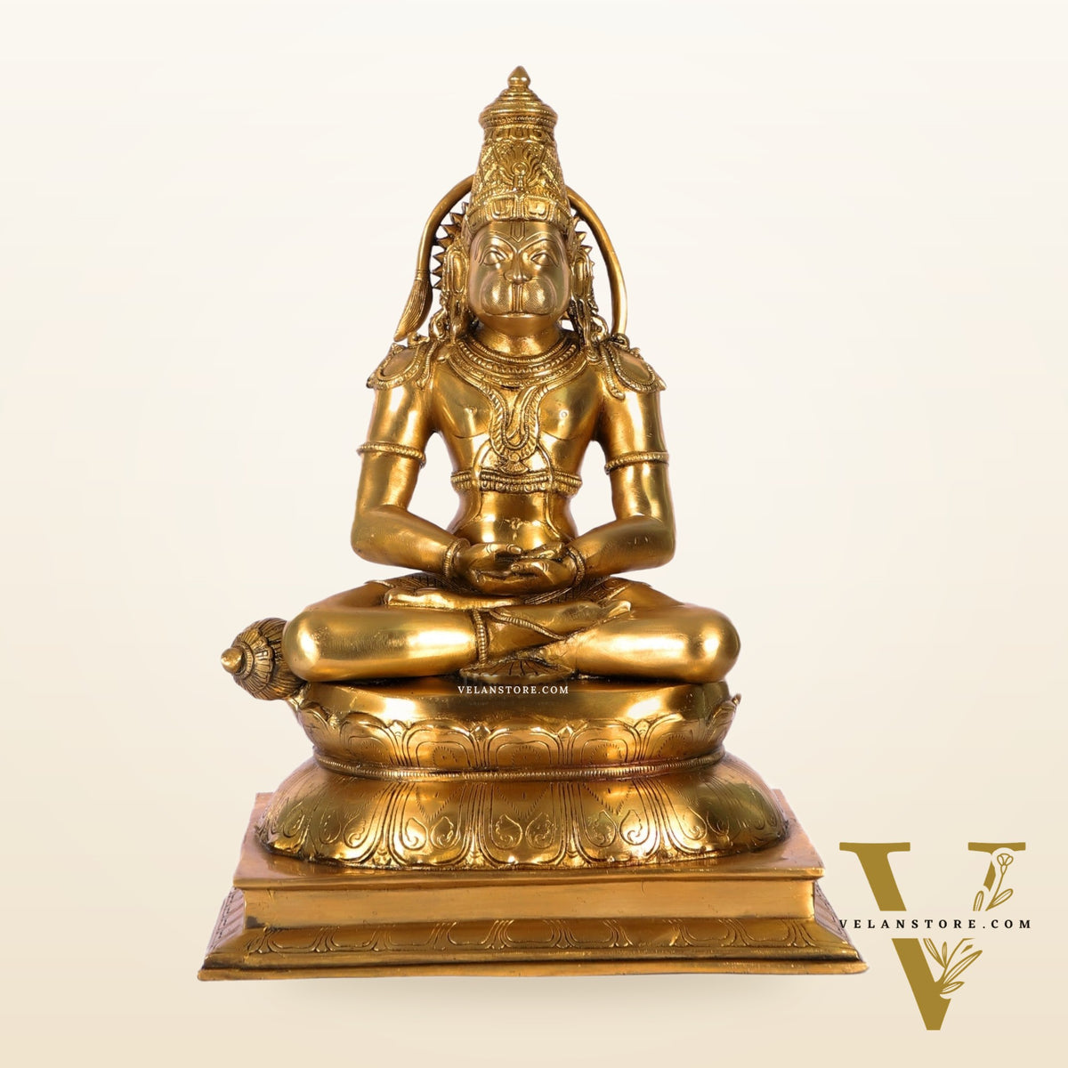 Handcrafted Brass Lord Hanuman Murti | Deep Meditation | 18" Height