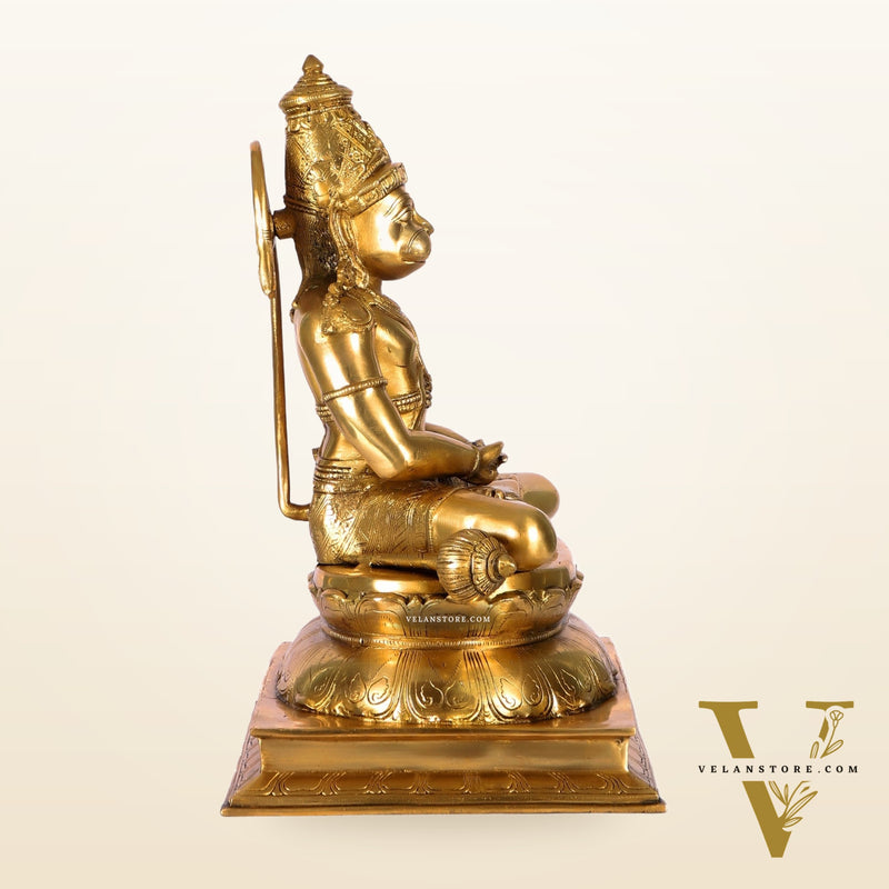 Handcrafted Brass Lord Hanuman Murti | Deep Meditation | 18" Height