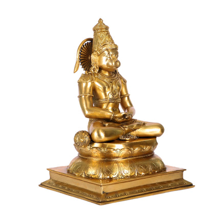 Handcrafted Brass Lord Hanuman Murti | Deep Meditation | 18" Height