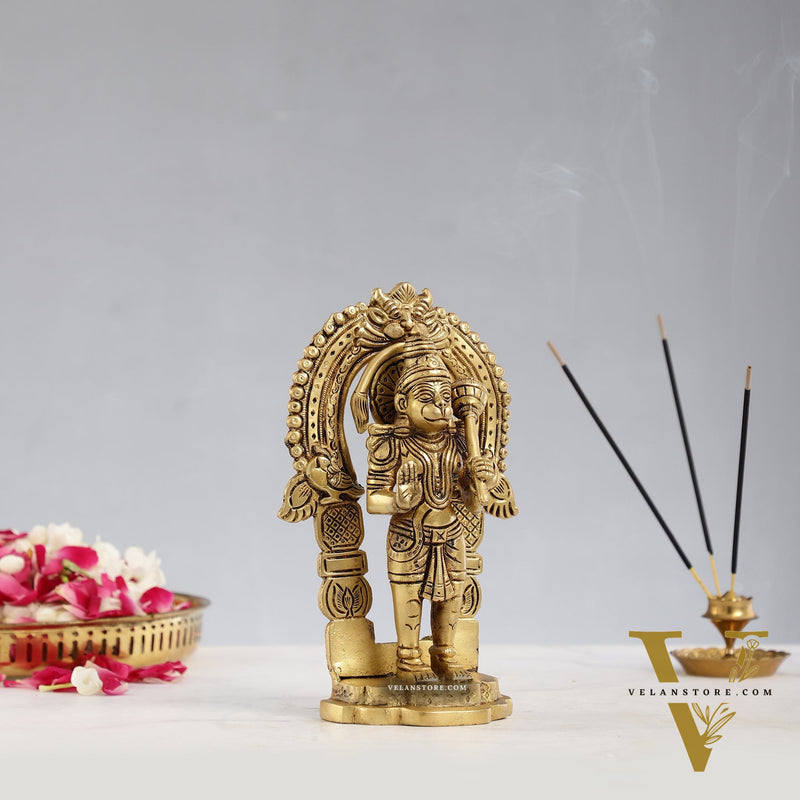 Handcrafted Brass Lord Hanuman Statue | Anjaneya and Vayu Putra | 8.5" Height