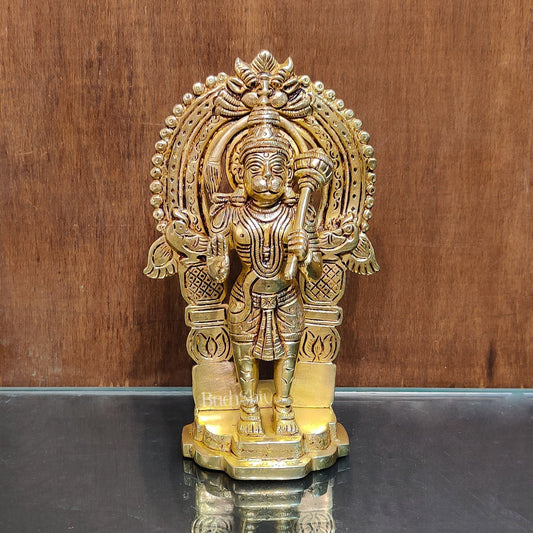 Handcrafted Brass Lord Hanuman Statue | Anjaneya and Vayu Putra | 8.5" Height