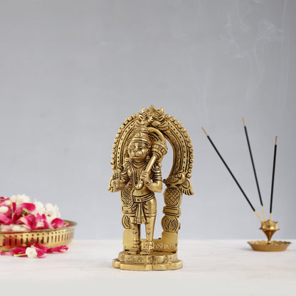 Handcrafted Brass Lord Hanuman Statue | Anjaneya and Vayu Putra | 8.5" Height