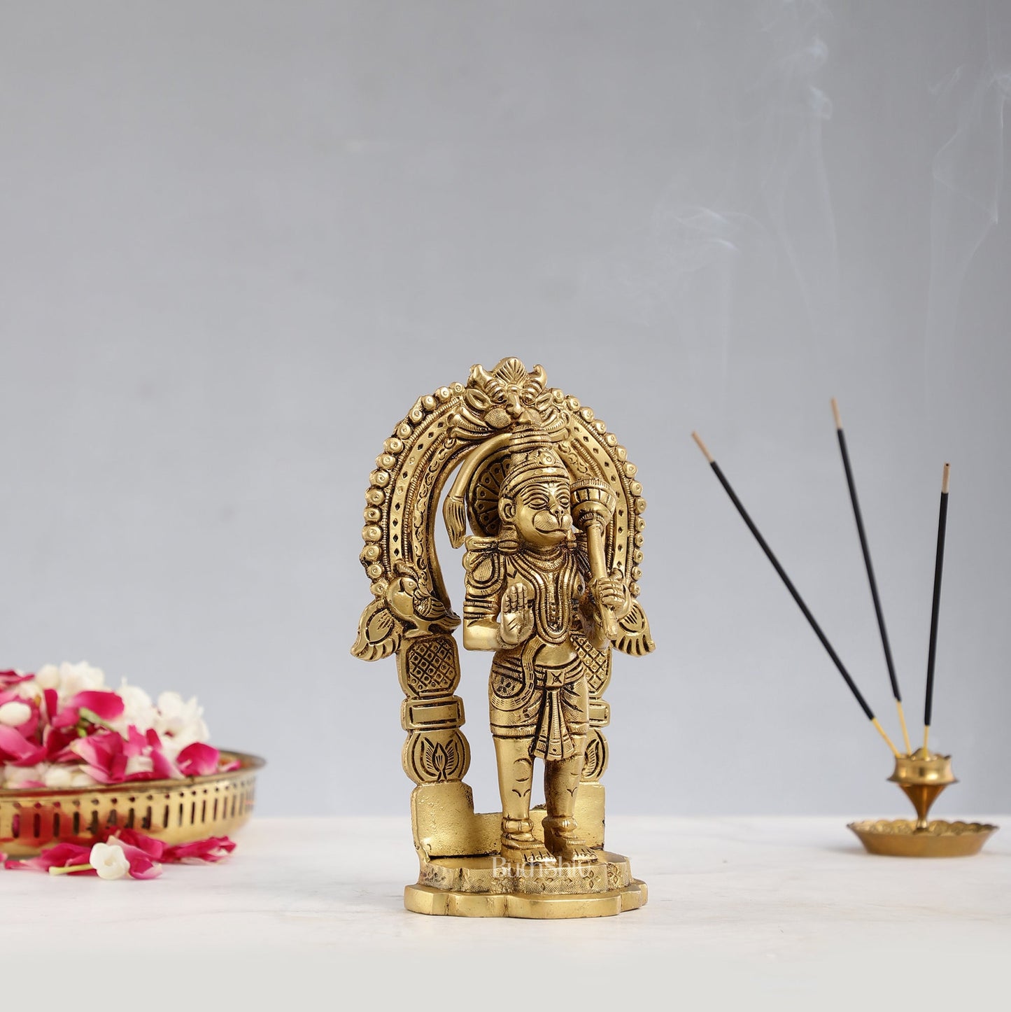 Handcrafted Brass Lord Hanuman Statue | Anjaneya and Vayu Putra | 8.5" Height