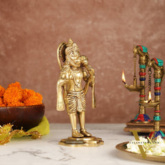 Handcrafted Brass Lord Hanuman Statue in Blessing Mudra - 8.5"