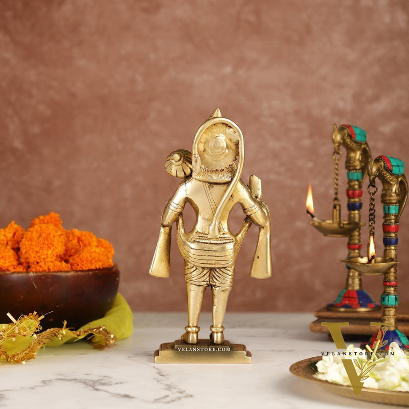 Handcrafted Brass Lord Hanuman Statue in Blessing Mudra - 8.5"