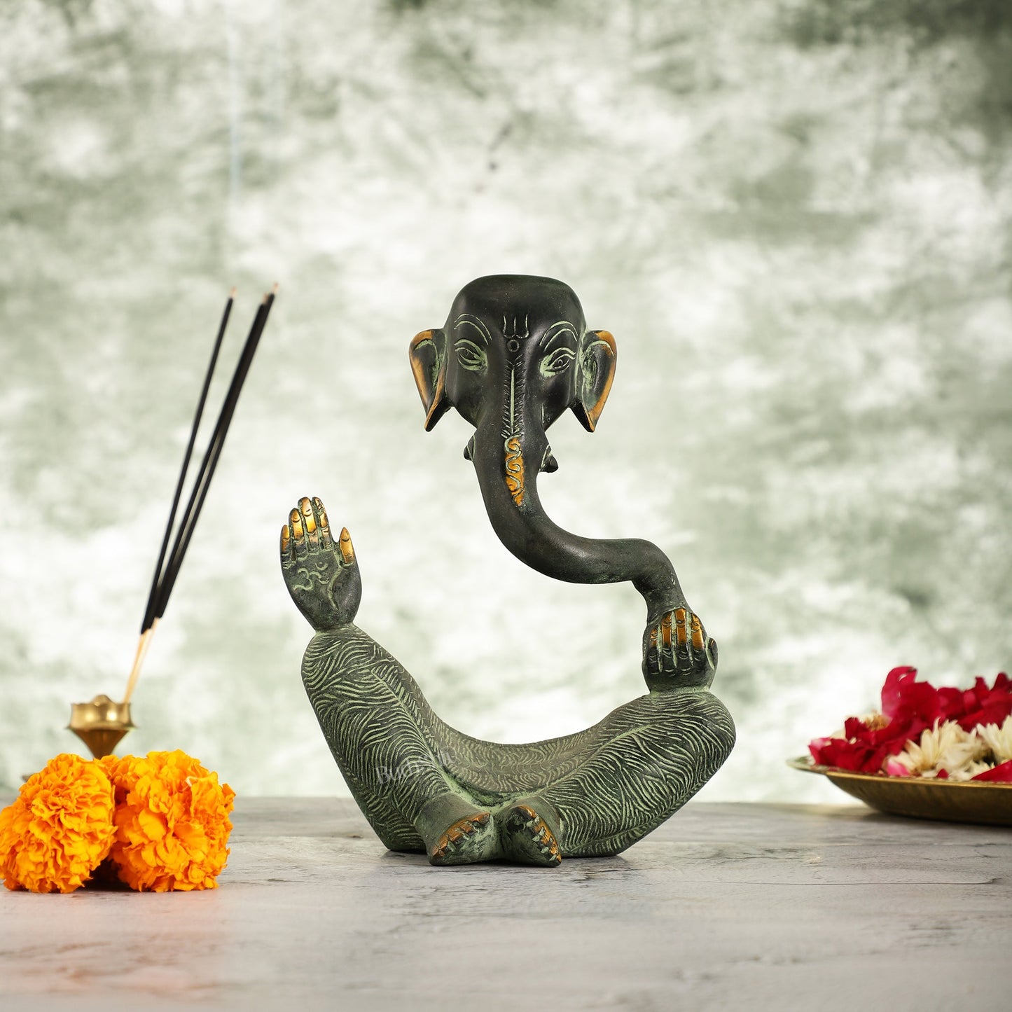 Handcrafted Brass Lord modern abstract Ganesha Idol - 8.5 "