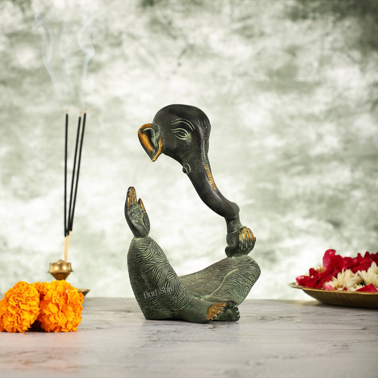 Handcrafted Brass Lord modern abstract Ganesha Idol - 8.5 "