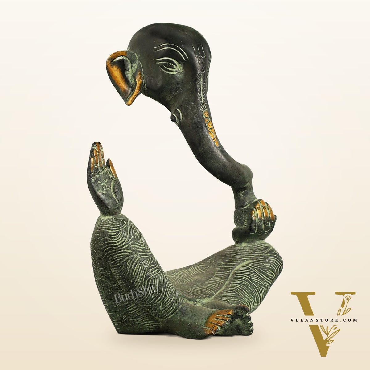 Handcrafted Brass Lord modern abstract Ganesha Idol - 8.5 "