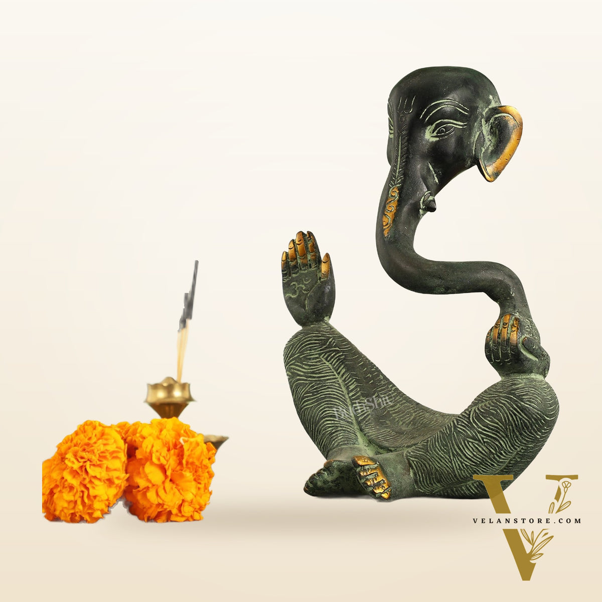 Handcrafted Brass Lord modern abstract Ganesha Idol - 8.5 "