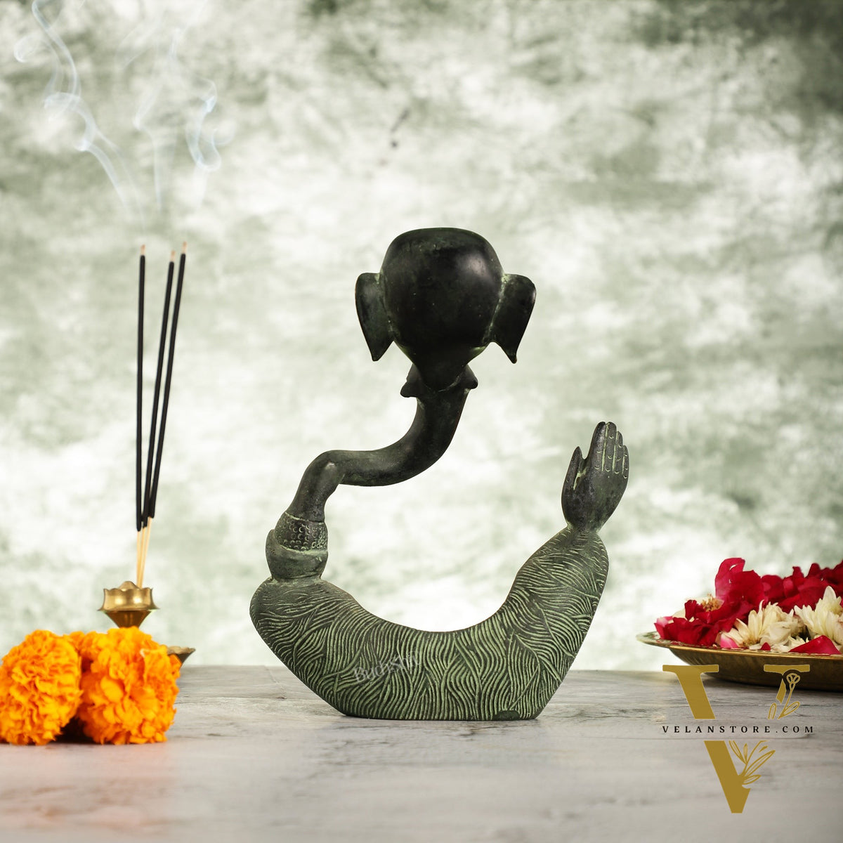 Handcrafted Brass Lord modern abstract Ganesha Idol - 8.5 "