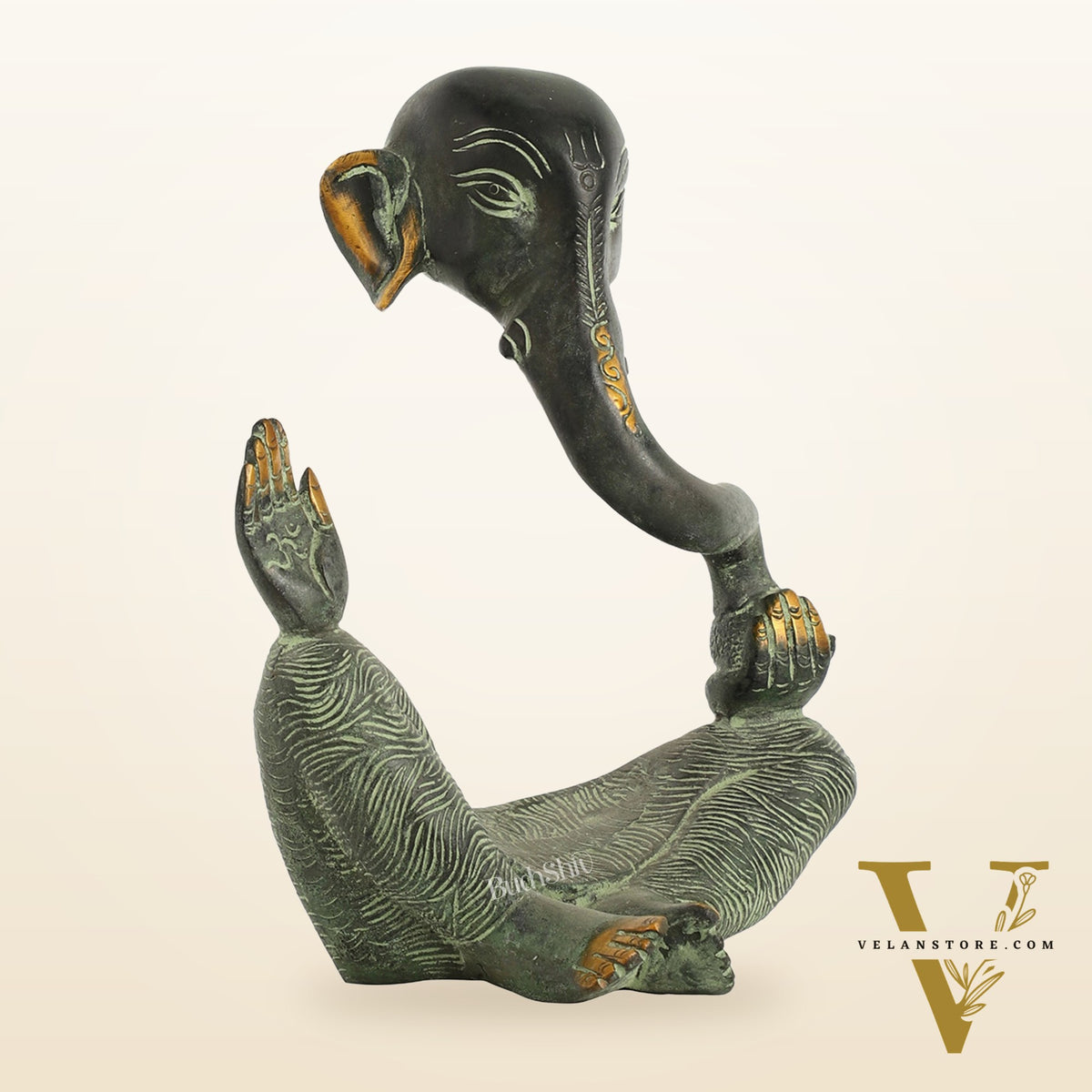 Handcrafted Brass Lord modern abstract Ganesha Idol - 8.5 "