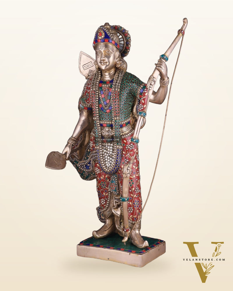 Handcrafted Brass Lord Rama Statue with Bow and Arrow – 26 Inches