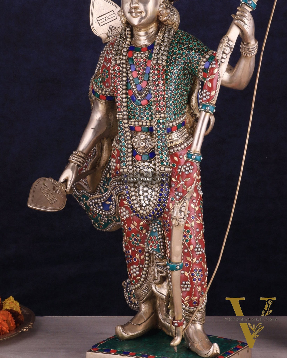 Handcrafted Brass Lord Rama Statue with Bow and Arrow – 26 Inches
