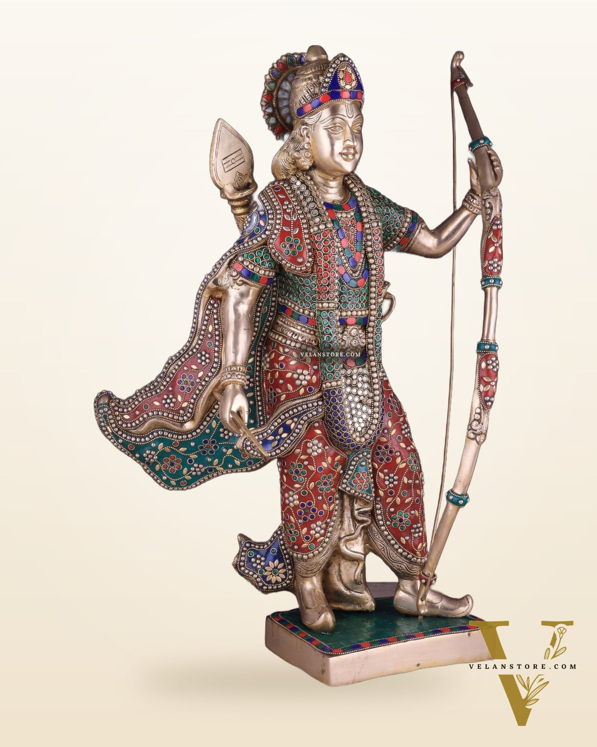 Handcrafted Brass Lord Rama Statue with Bow and Arrow – 26 Inches