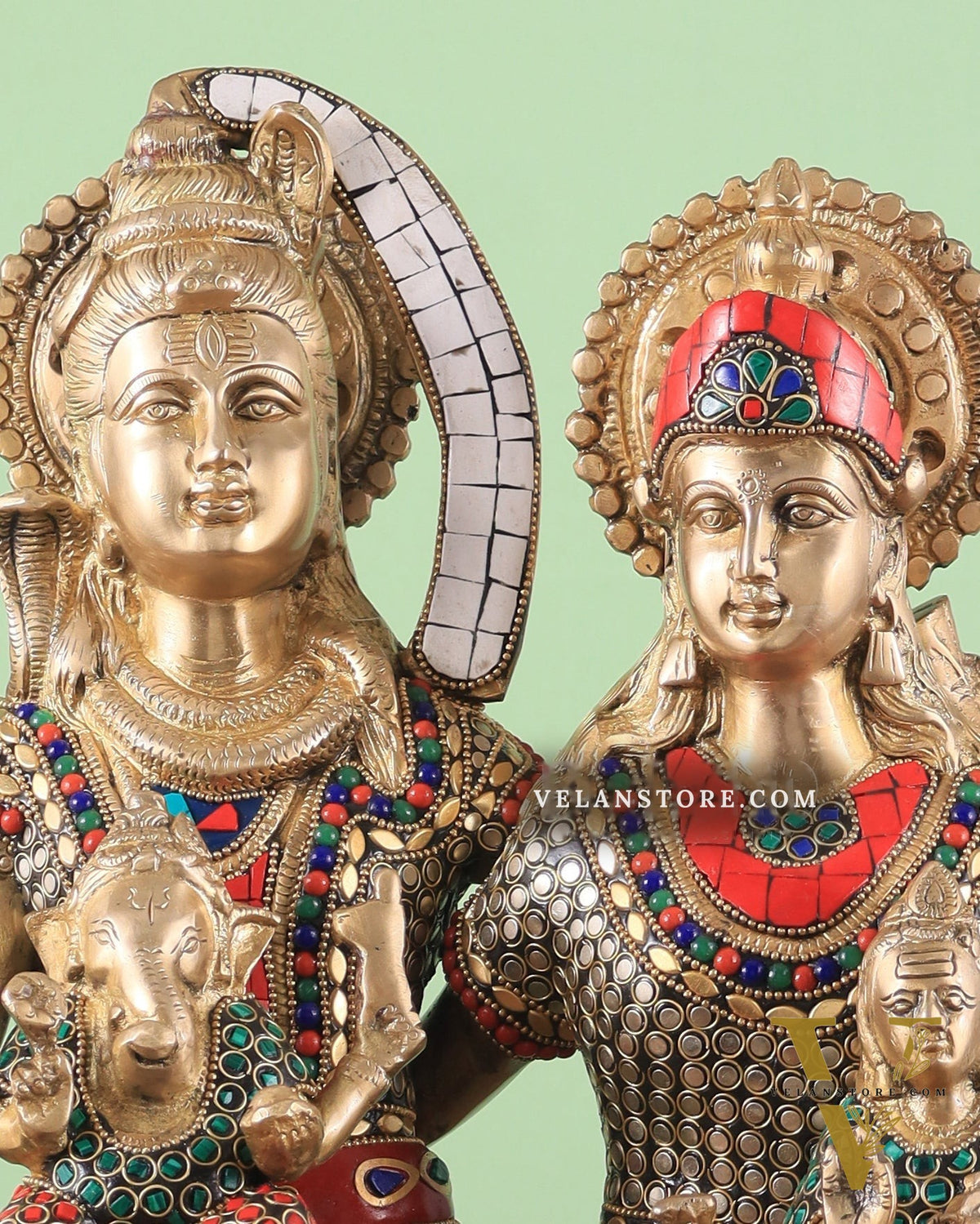 Handcrafted Brass Lord Shiva Family Statue - Meenakari | 18" Height