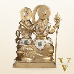 Handcrafted Brass Lord Shiva Family Statue - Meenakari | 18" Height