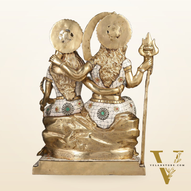 Handcrafted Brass Lord Shiva Family Statue - Meenakari | 18" Height