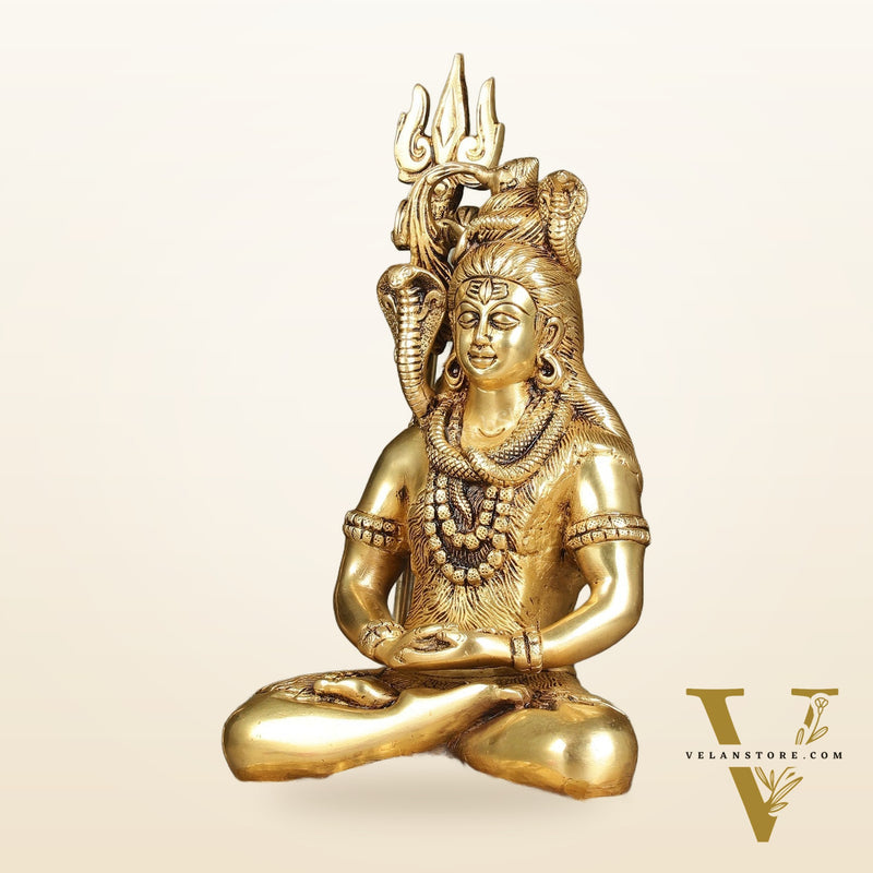 Handcrafted Brass Lord Shiva in meditation Statue  | Height 10.5 "