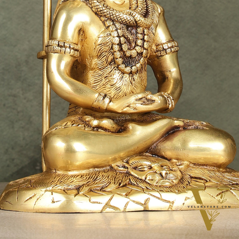 Handcrafted Brass Lord Shiva in meditation Statue  | Height 10.5 "