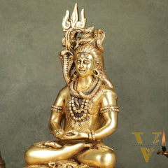 Handcrafted Brass Lord Shiva in meditation Statue  | Height 10.5 "