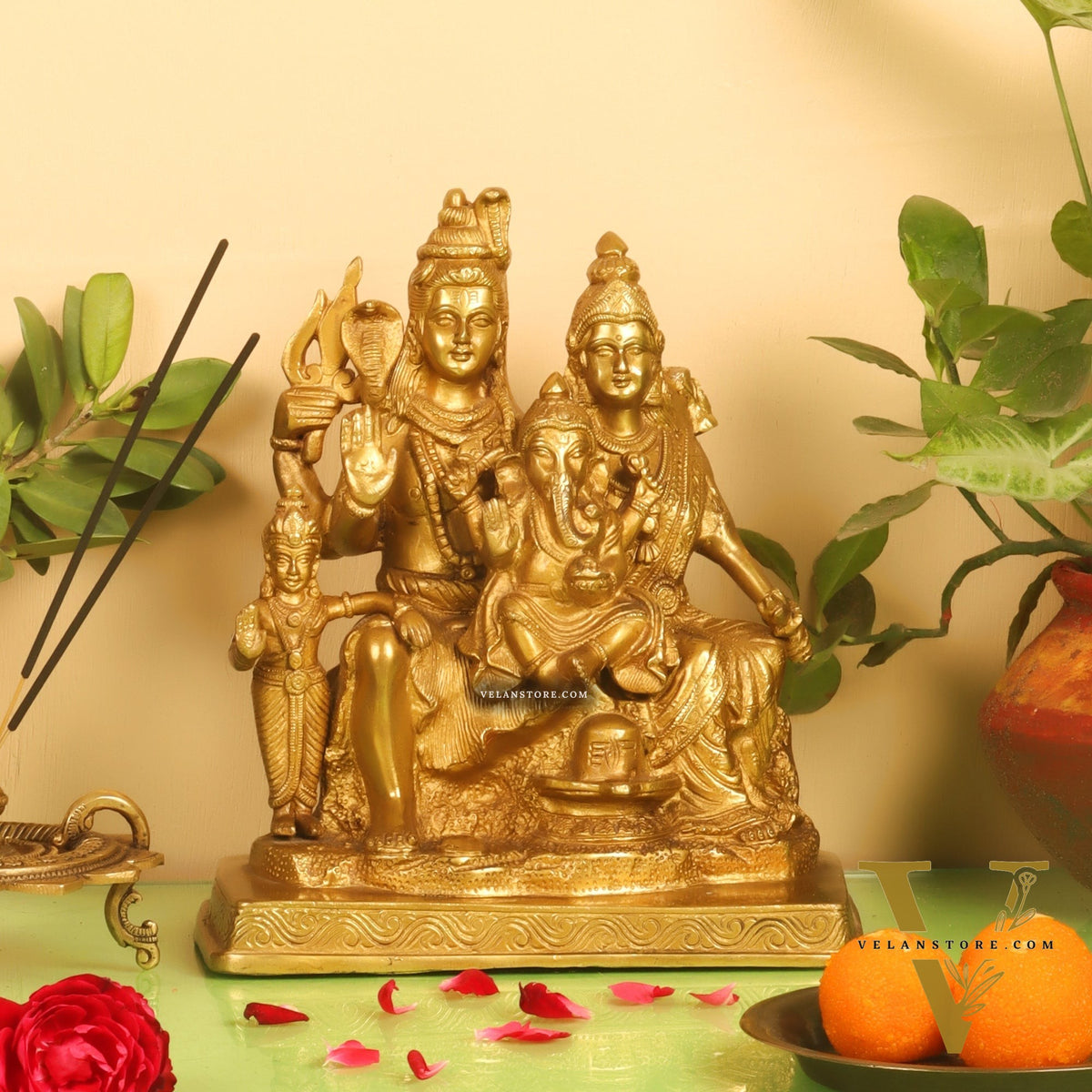 Handcrafted Brass Lord Shiva Parivaar Idol 10"