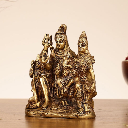 Handcrafted Brass Lord Shiva Parivaar Idol 6"