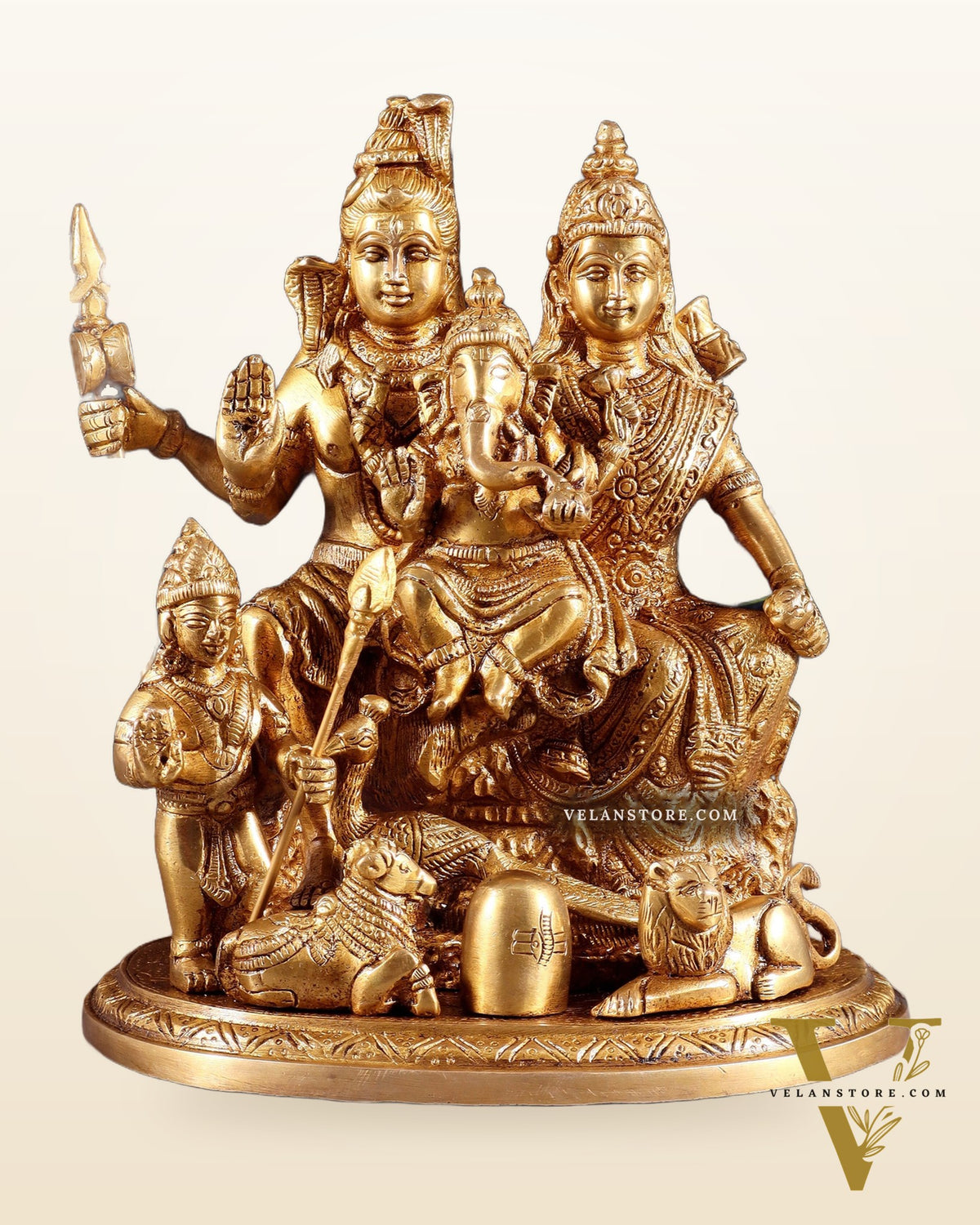 Handcrafted Brass Lord Shiva Parivaar Idol | 9.5" Height