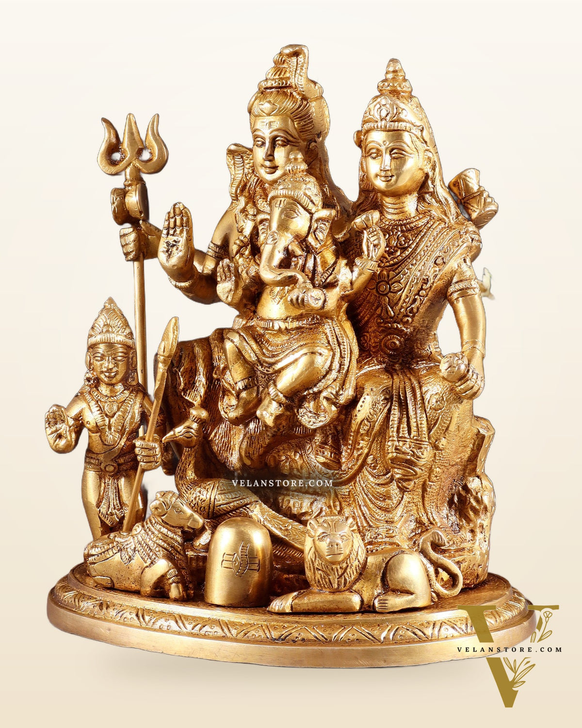 Handcrafted Brass Lord Shiva Parivaar Idol | 9.5" Height