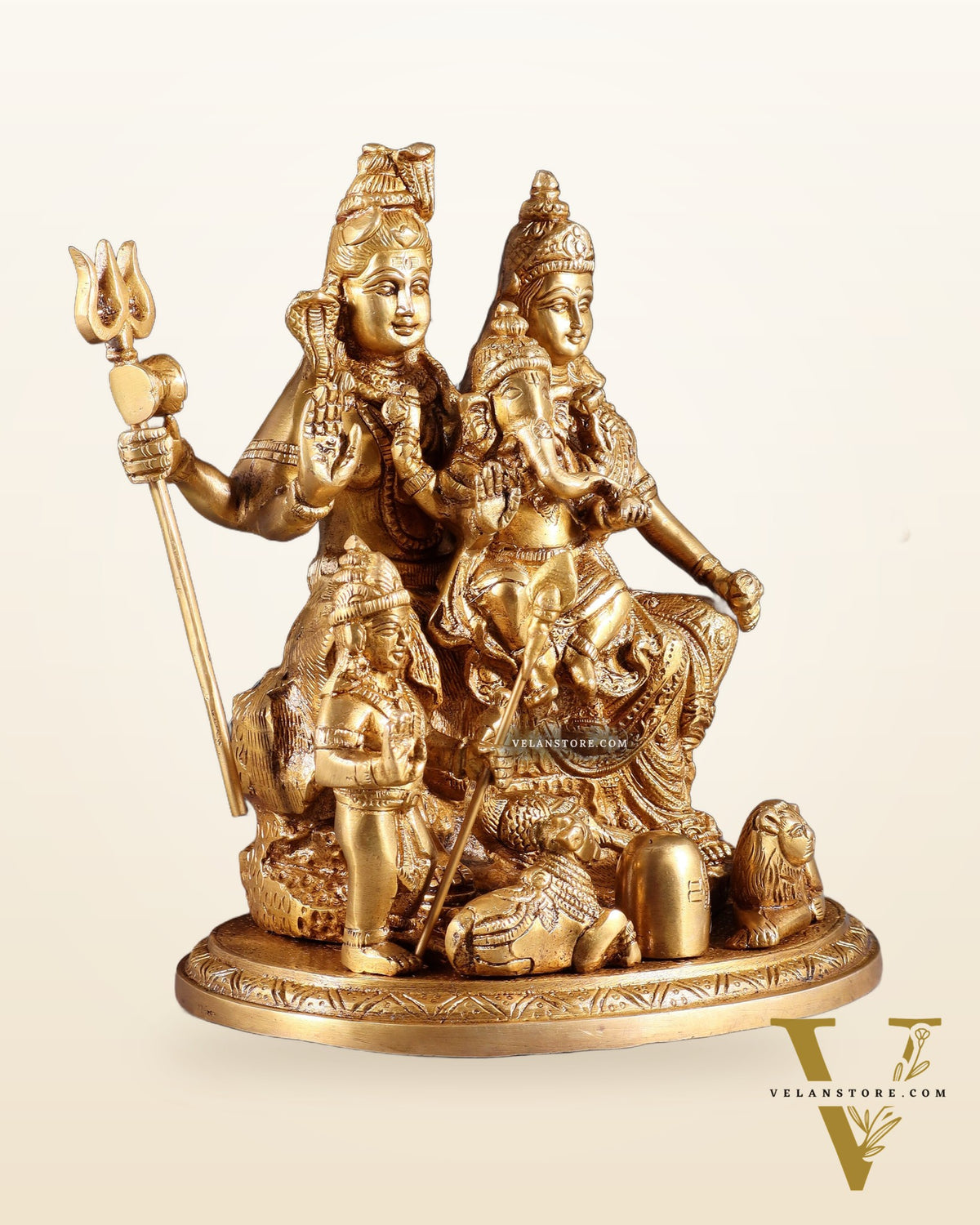 Handcrafted Brass Lord Shiva Parivaar Idol | 9.5" Height