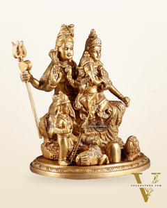 Handcrafted Brass Lord Shiva Parivaar Idol | 9.5" Height