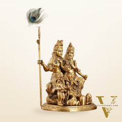 Handcrafted Brass Lord Shiva Parivaar Idol | Golden Finish | 9.5" Height