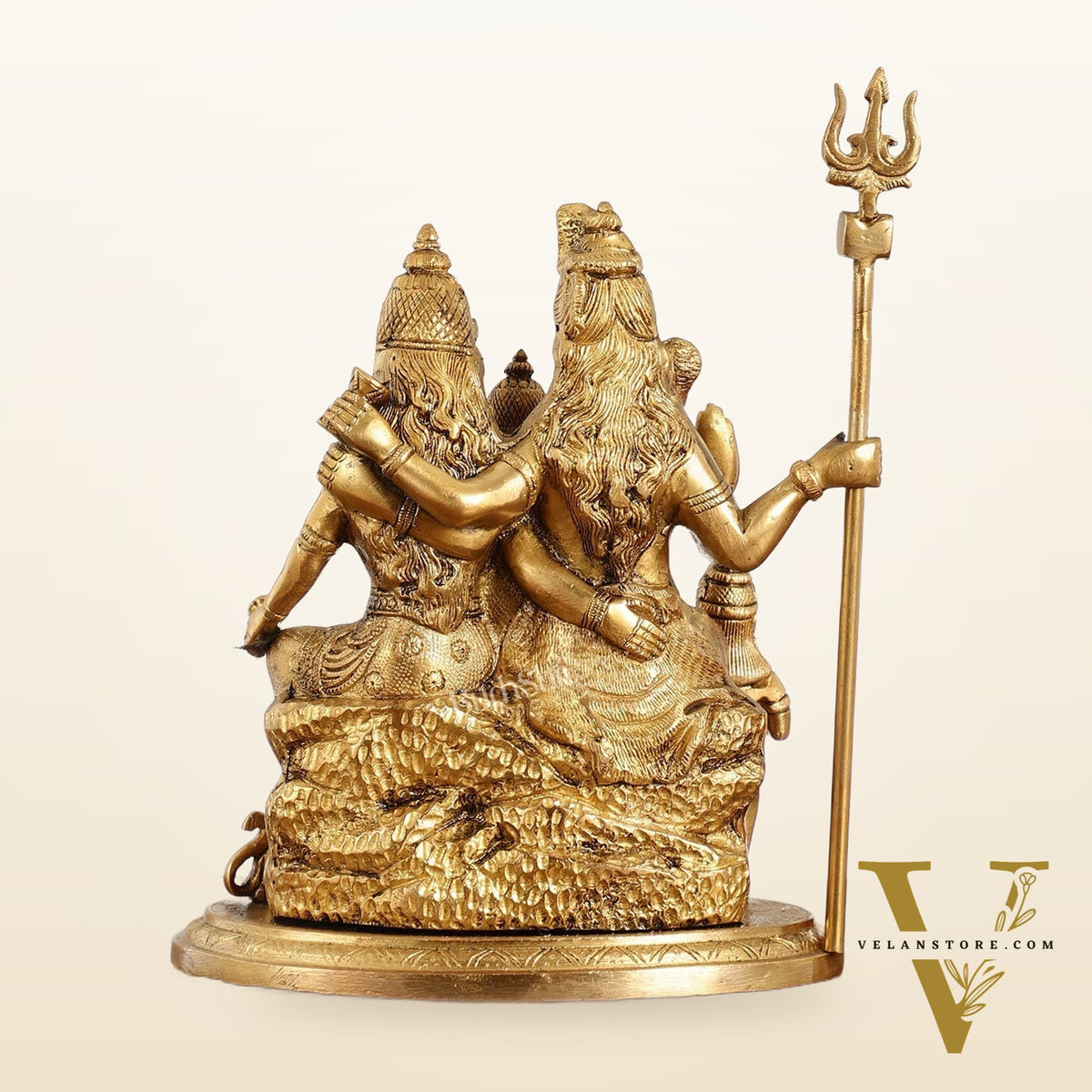 Handcrafted Brass Lord Shiva Parivaar Idol | Golden Finish | 9.5" Height