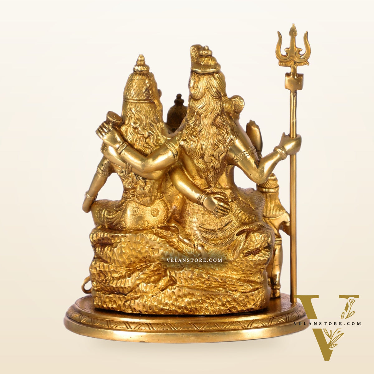 Handcrafted Brass Lord Shiva Parivaar Idol | Golden Finish | 9.5" Height