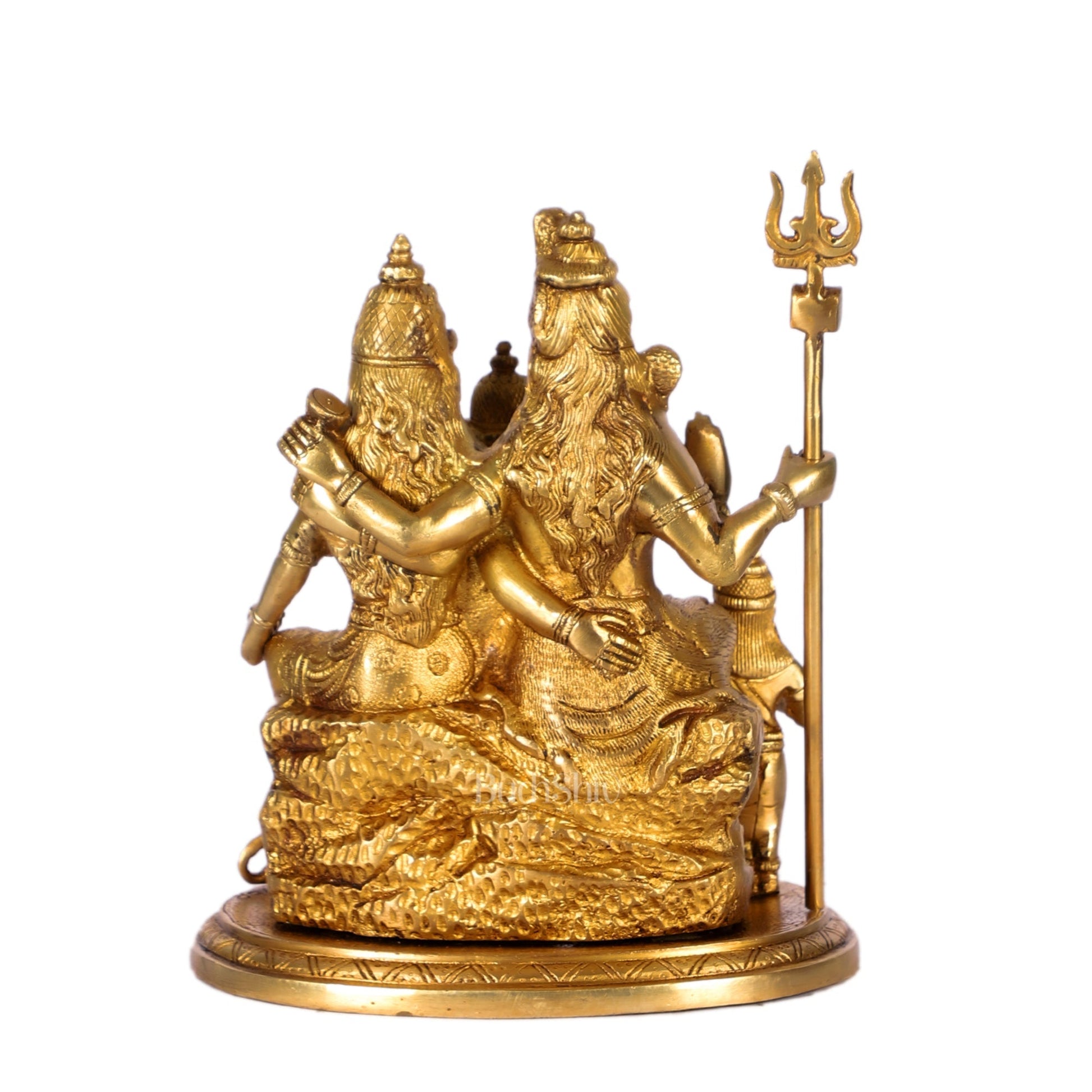 Handcrafted Brass Lord Shiva Parivaar Idol | Golden Finish | 9.5" Height
