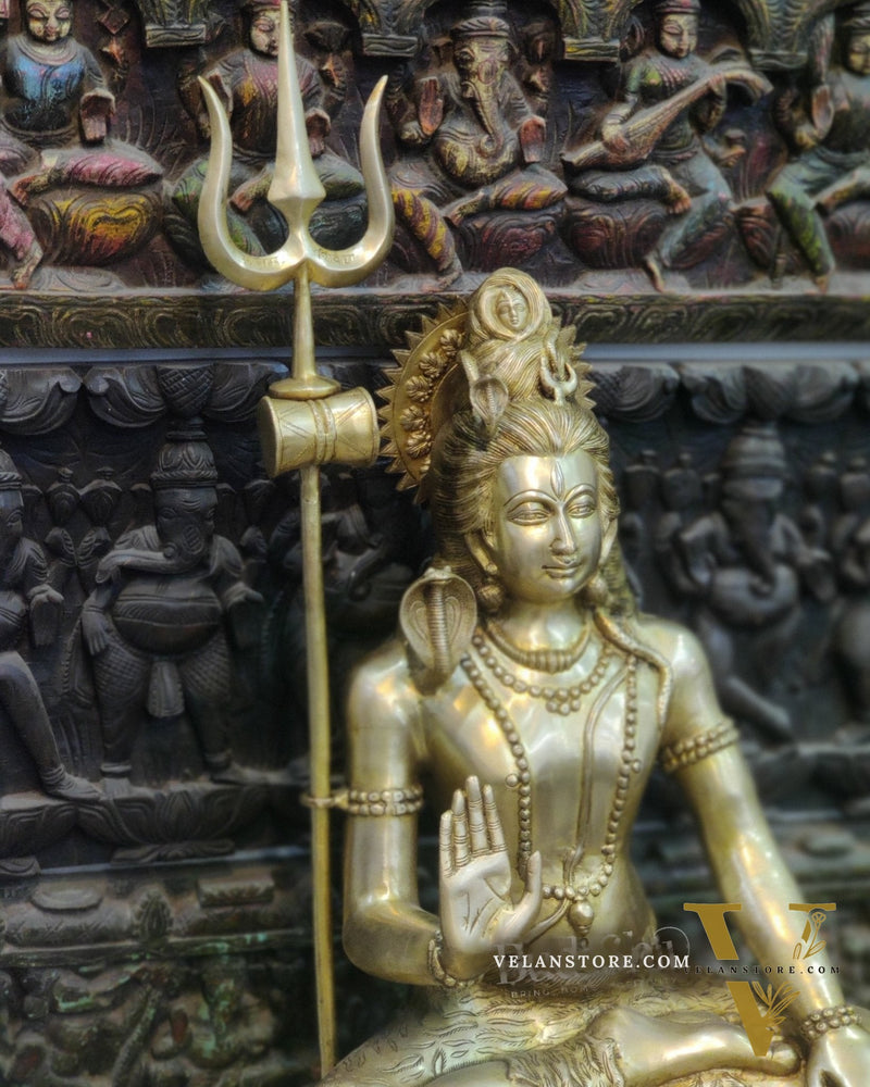 Handcrafted Brass Lord Shiva Statue | Abhaya Aashirwaad Mudra | 26.5" Height