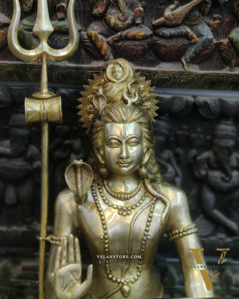 Handcrafted Brass Lord Shiva Statue | Abhaya Aashirwaad Mudra | 26.5" Height