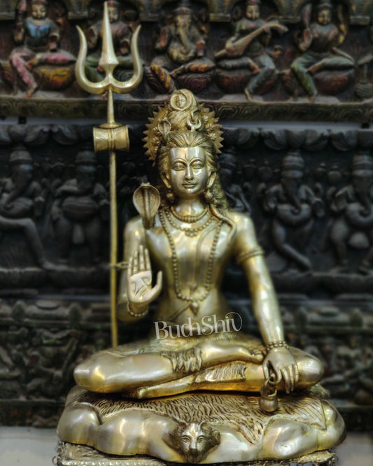 Handcrafted Brass Lord Shiva Statue | Abhaya Aashirwaad Mudra | 26.5" Height
