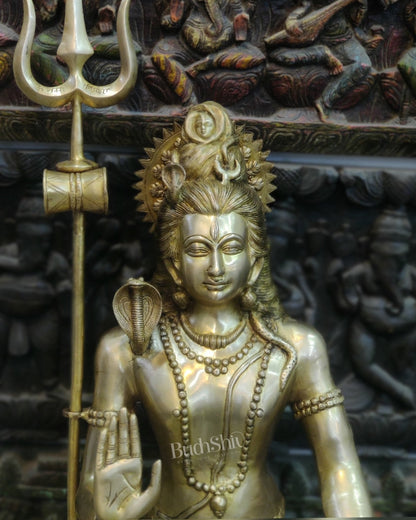 Handcrafted Brass Lord Shiva Statue | Abhaya Aashirwaad Mudra | 26.5" Height