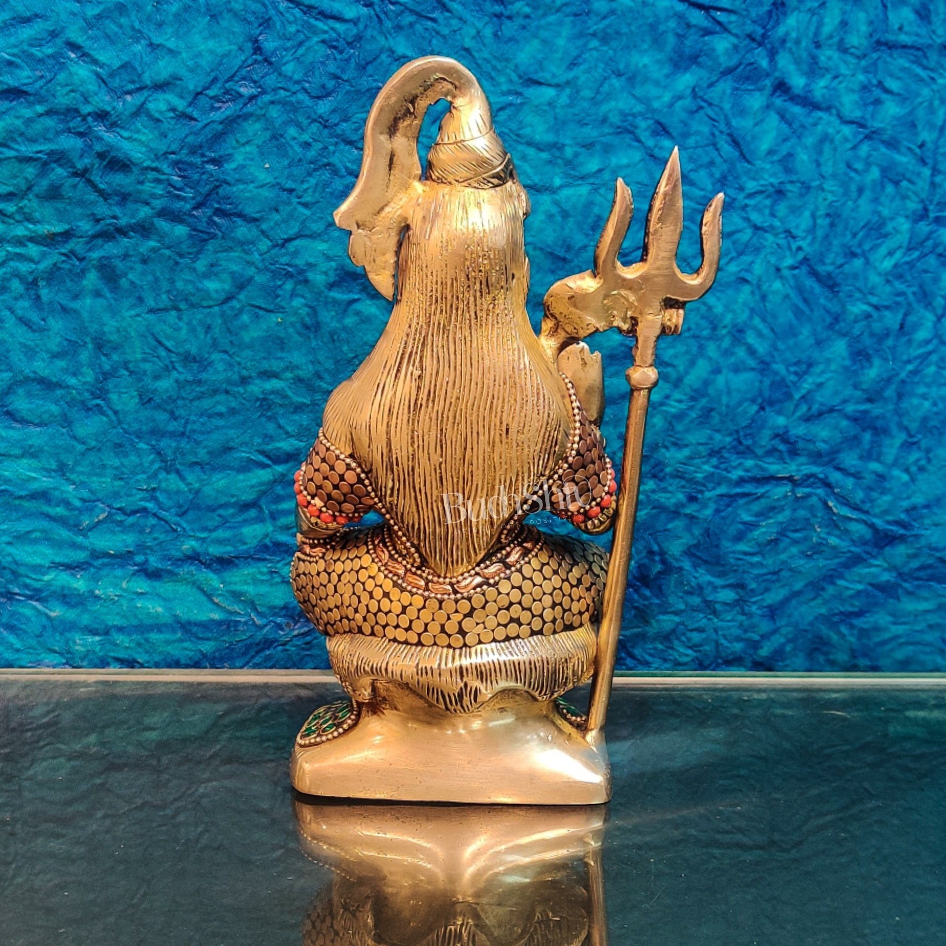 Handcrafted Brass Lord Shiva Statue in Aashirwaad Mudra with Lota | Divine Stonework 8.5""