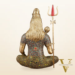Handcrafted Brass Lord Shiva Statue with Stonework - 20 Inches