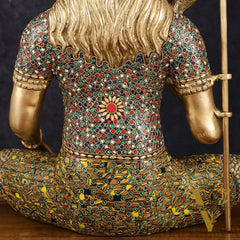 Handcrafted Brass Lord Shiva Statue with Stonework - 20 Inches